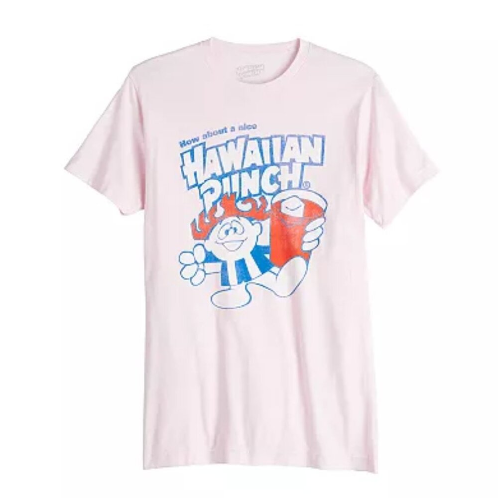 Men's Hawaiian Punch Character With Drink Tee, XL, Pink